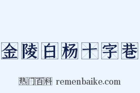金陵白杨十字巷是什么意思的图片